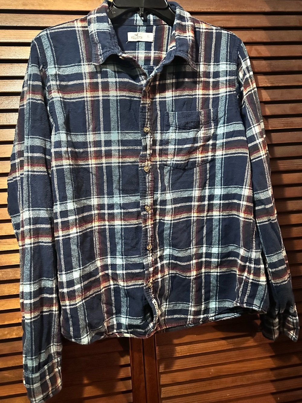 Vintage Hollister Navy and White Plaid Button-Down Shirt